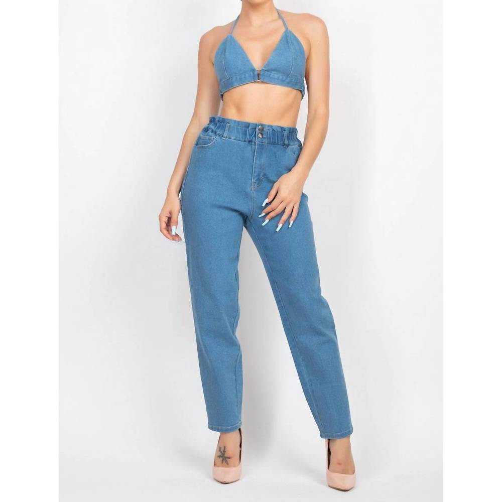 Blue Denim Two-Piece Set